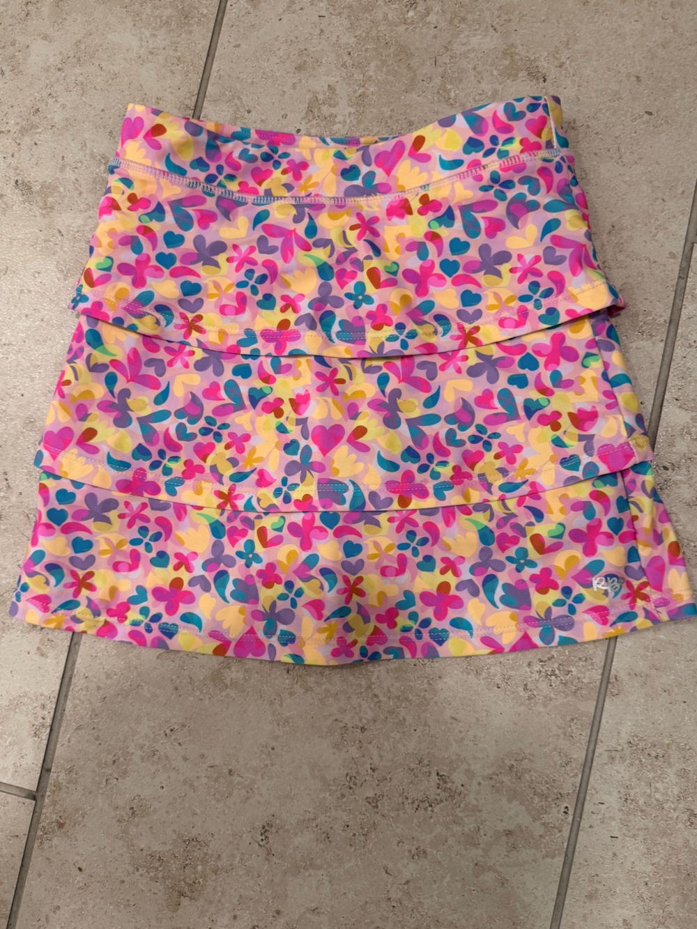 RuffleButts Girls Tennis Skort Pastel Hearts & Floral Print Size 7